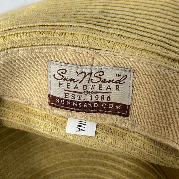 Sun 'N' Sand Shoreline Wide Brim Tan Floppy Sun Hat Paper Straw Weave UPF 50+ - Picture 5 of 8